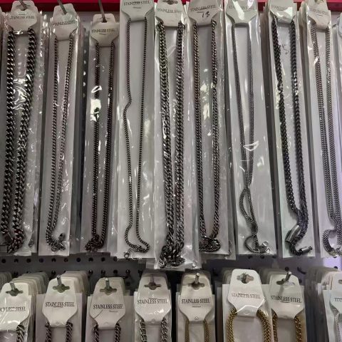 Silver Black Unisex Blank Stainless Steel Layering Chain Necklaces