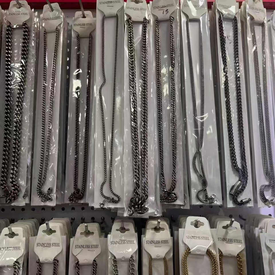Silver Black Unisex Blank Stainless Steel Layering Chain Necklaces