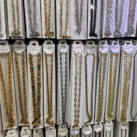 Multi Style Stainless Steel Chain Necklace Gold Silver Black Hip Hop Layering Jewelry