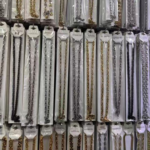 Gold, silver and black stainless steel hip-hop necklaces, suitable for DIY jewelry making