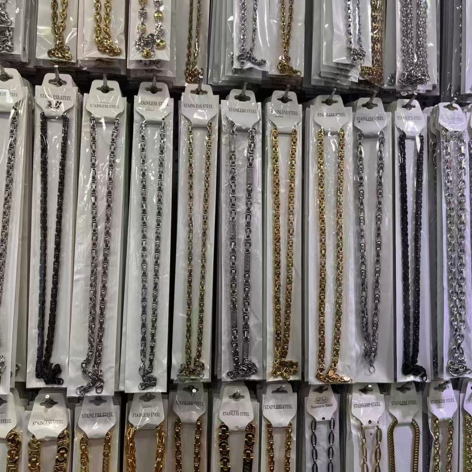 Gold, silver and black stainless steel hip-hop necklaces, suitable for DIY jewelry making