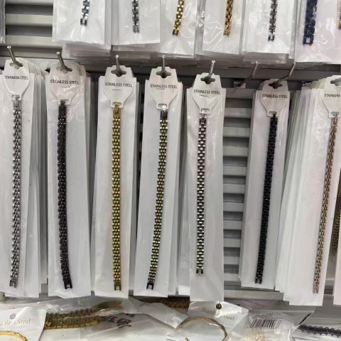 Gold Silver Black Mini Tank Chain Stainless Steel Bracelet