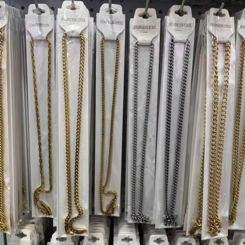 Gold & Silver Stainless Steel Cuban Link Chain Necklace for Men