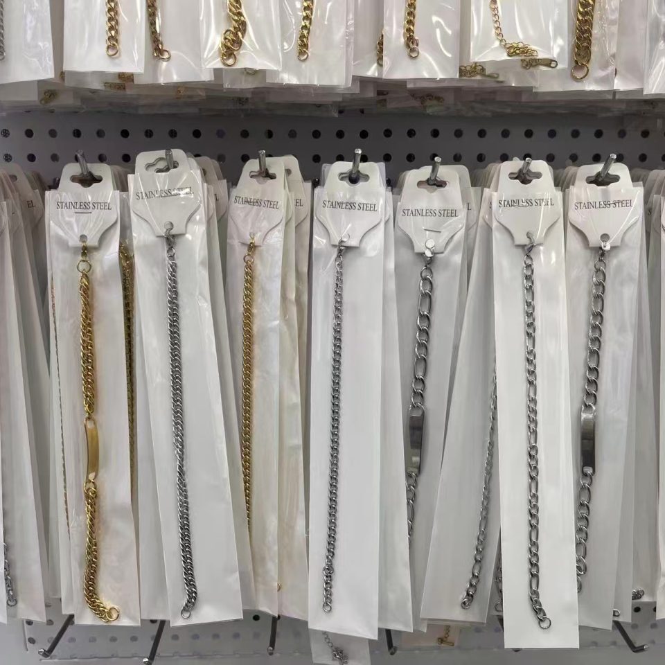 Stainless Steel Bar Tag Cuban Chain Bracelet, Gold Silver Blank Engravable Wrist Chain for Men Women