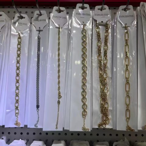 Trendy Assorted Link Bracelets Collection, Tarnish Free Stainless Steel Dainty Chain Wristband Fashion Jewelry