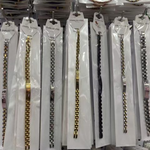 Stainless Steel Watch Band Link Bracelet, Classic Box Chain Wrist Bracelet for Men