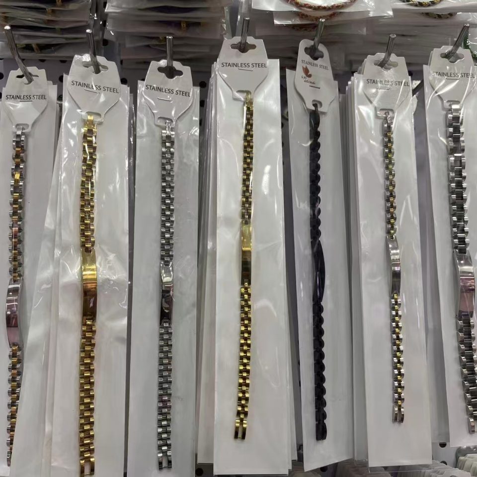 Stainless Steel Watch Band Link Bracelet, Classic Box Chain Wrist Bracelet for Men